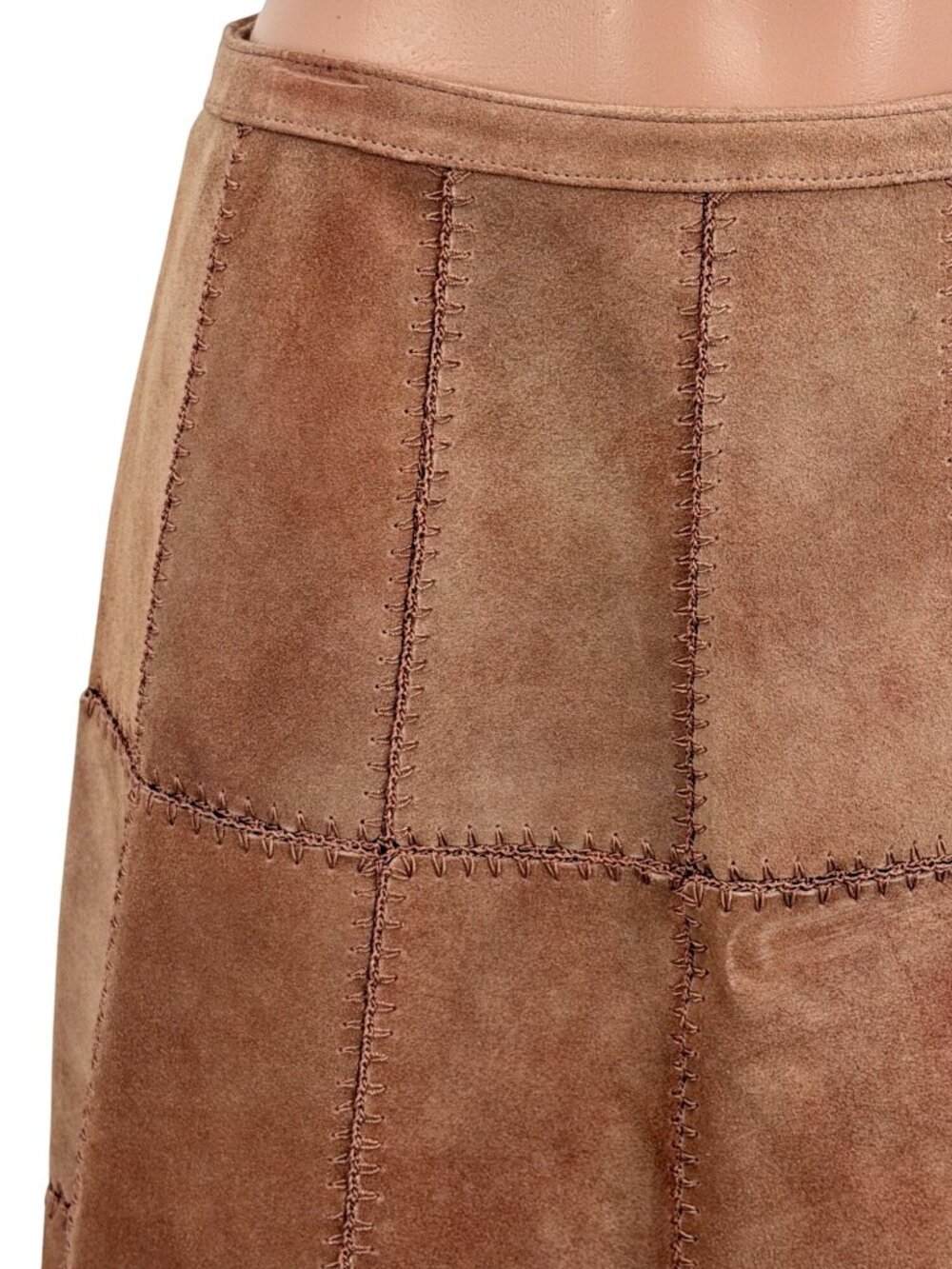 Free People Suede Patchwork High Waist Mini Skirt | Western Boho Coastal 70s 10 - Picture 5 of 16